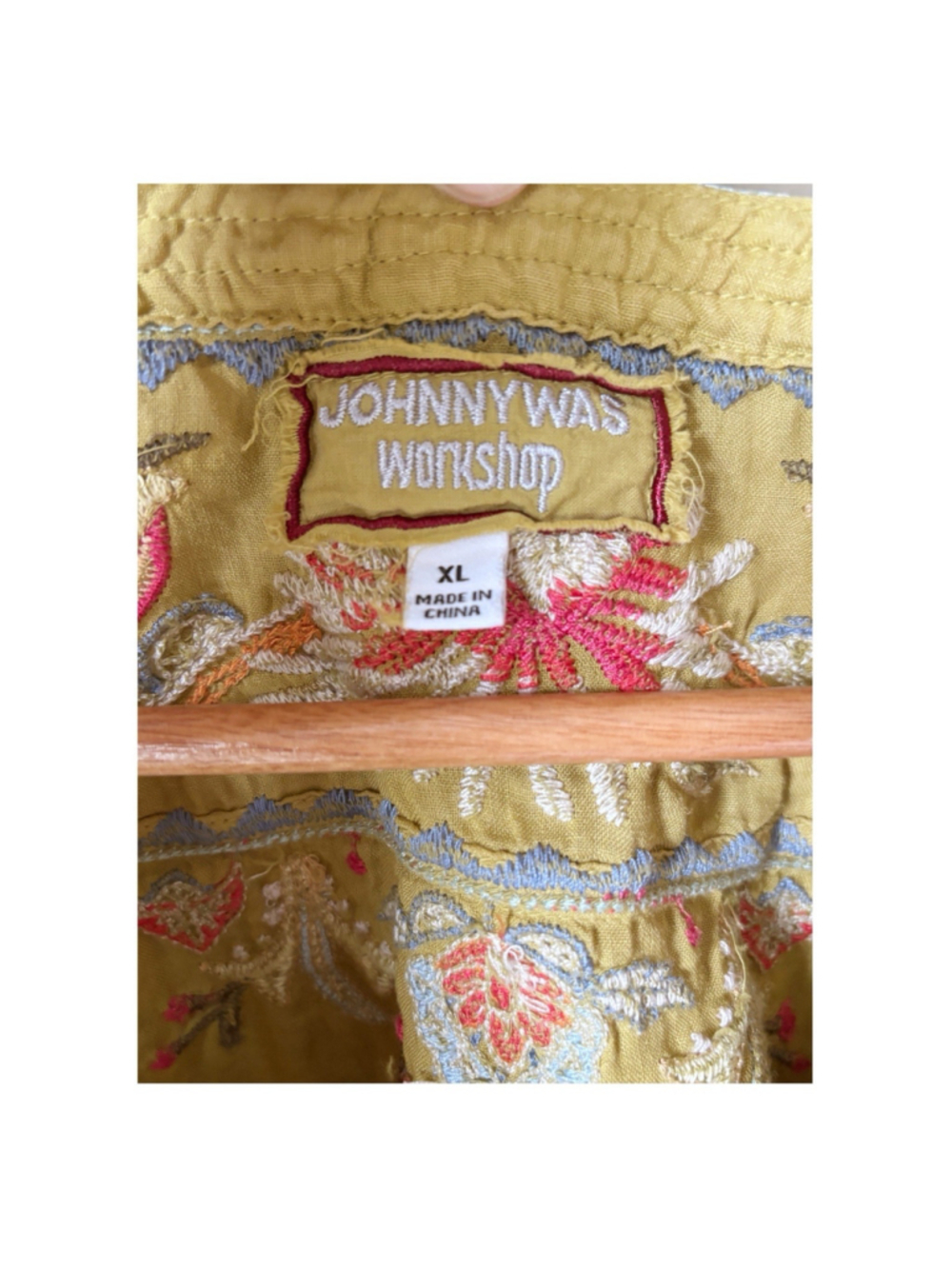Johnny Was Top Tikal Swing Blouse Embroidered Tunic Chartreuse Green XL EUC! - Picture 5 of 7